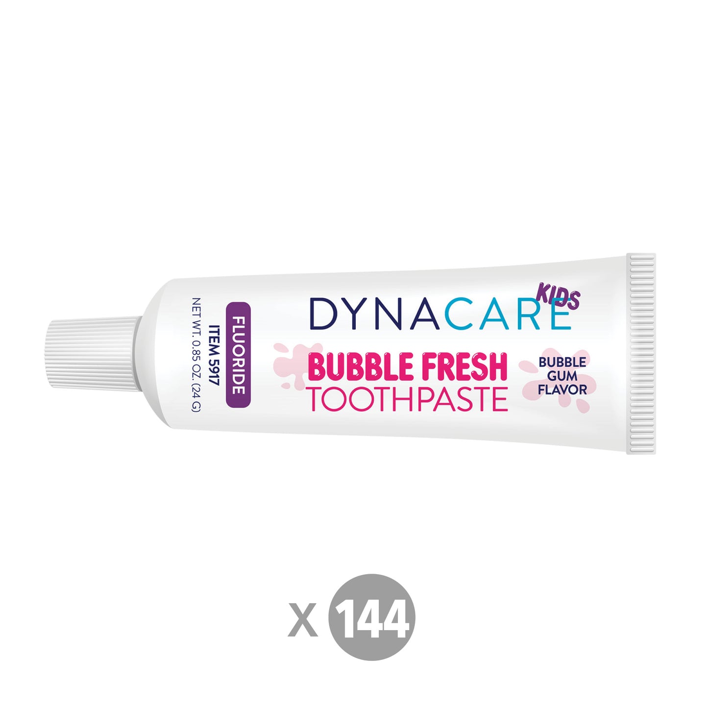 Bubble Gum Flavor Fluoride Toothpaste - 0.85 oz Tube (Case of 144-ct)