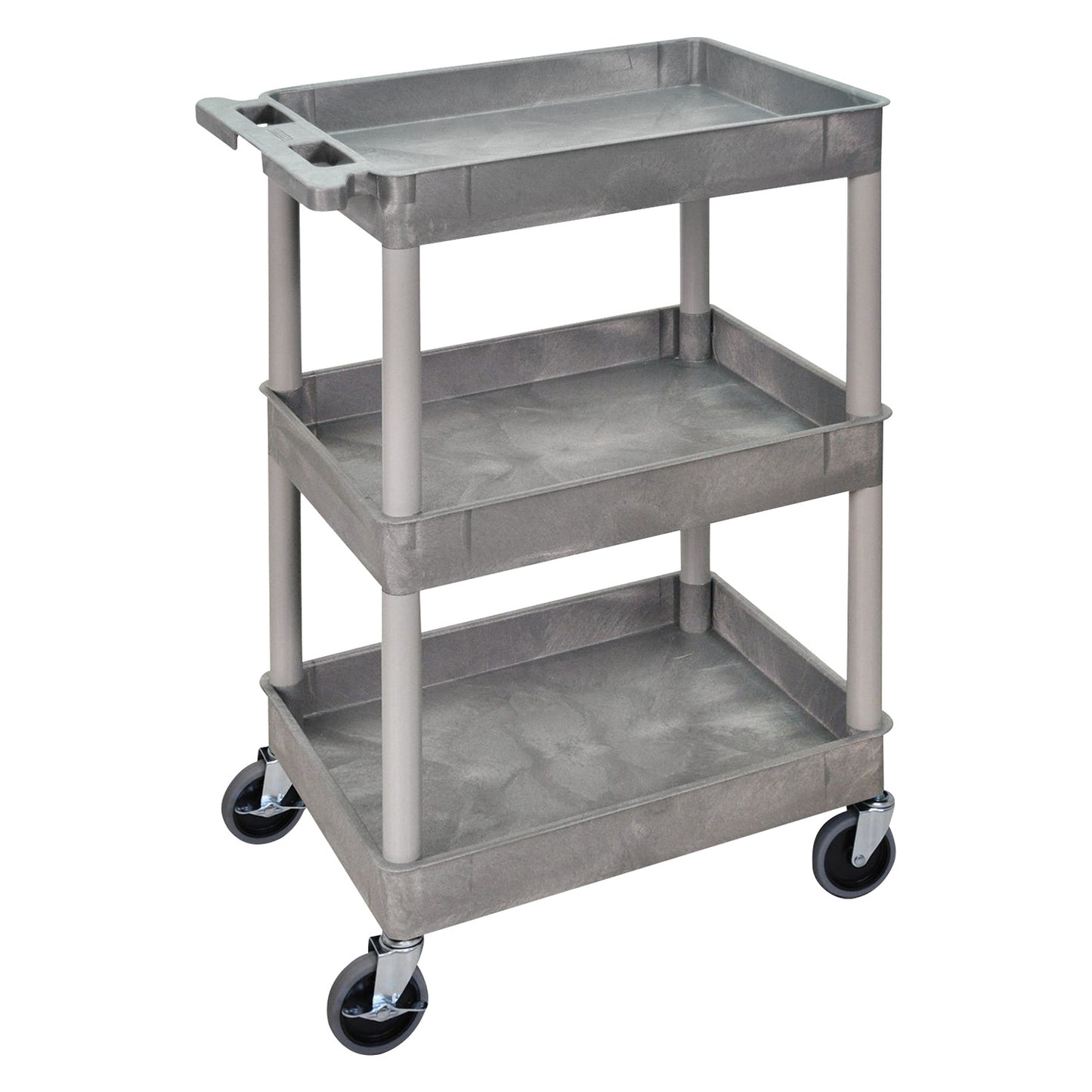 3-Shelf Utility Carts with Deep Shelves - Gray