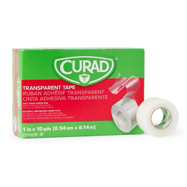 CURAD Transparent Adhesive Plastic Tape - 1" x 10 yds (12-ct)