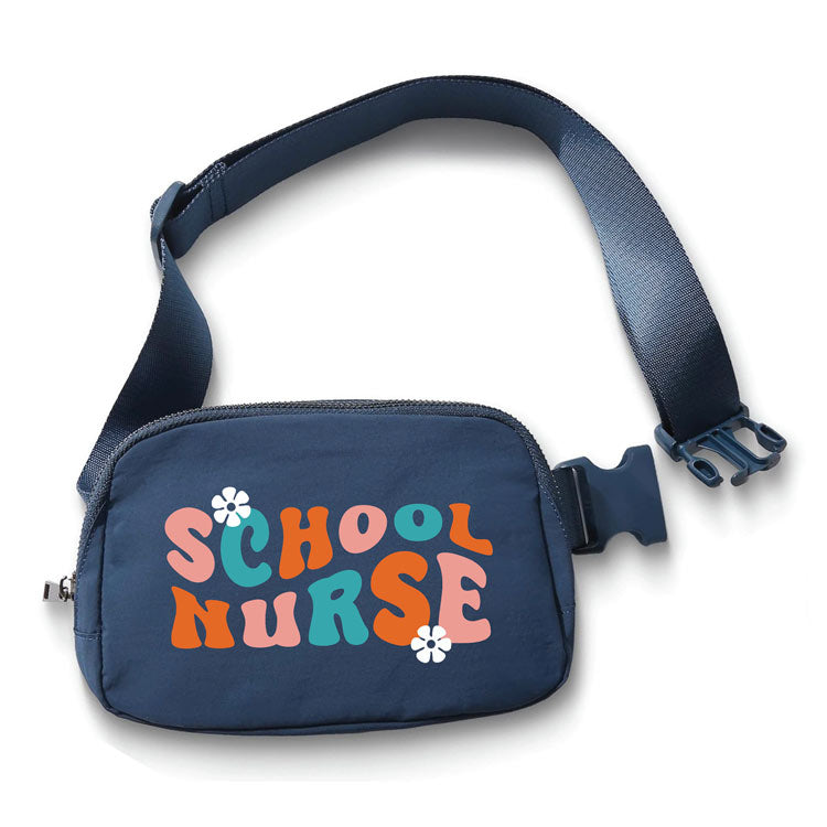 SNS School Nurse Crossbody Belt Bags - Blue, Flowers