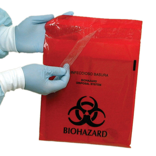 Biohazard Stick-On Infectious Waste Bags - 2.6 Quart (100-ct)