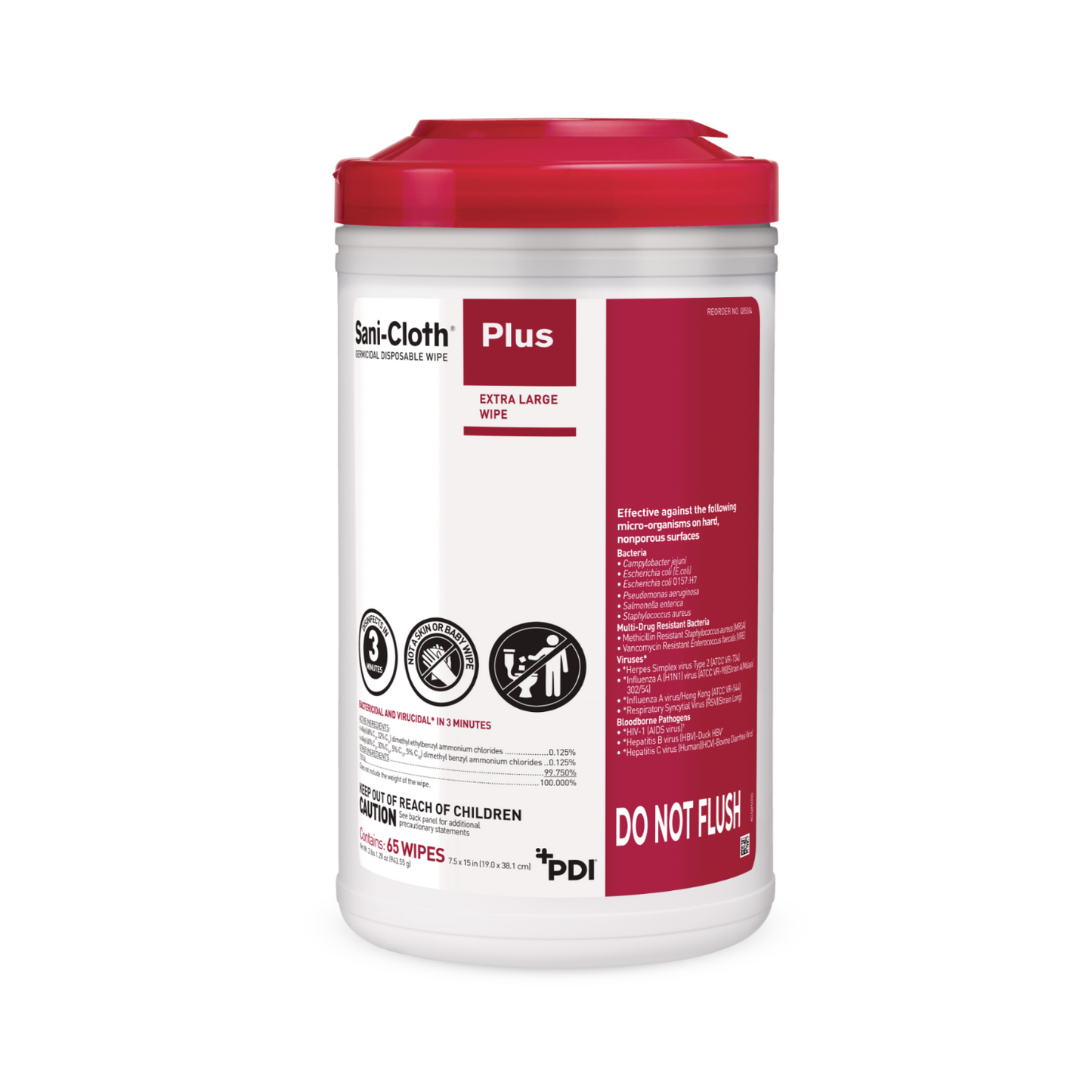 16246 Sani-Cloth Plus Germicidal Disposable Wipes - Extra Large (65-ct)