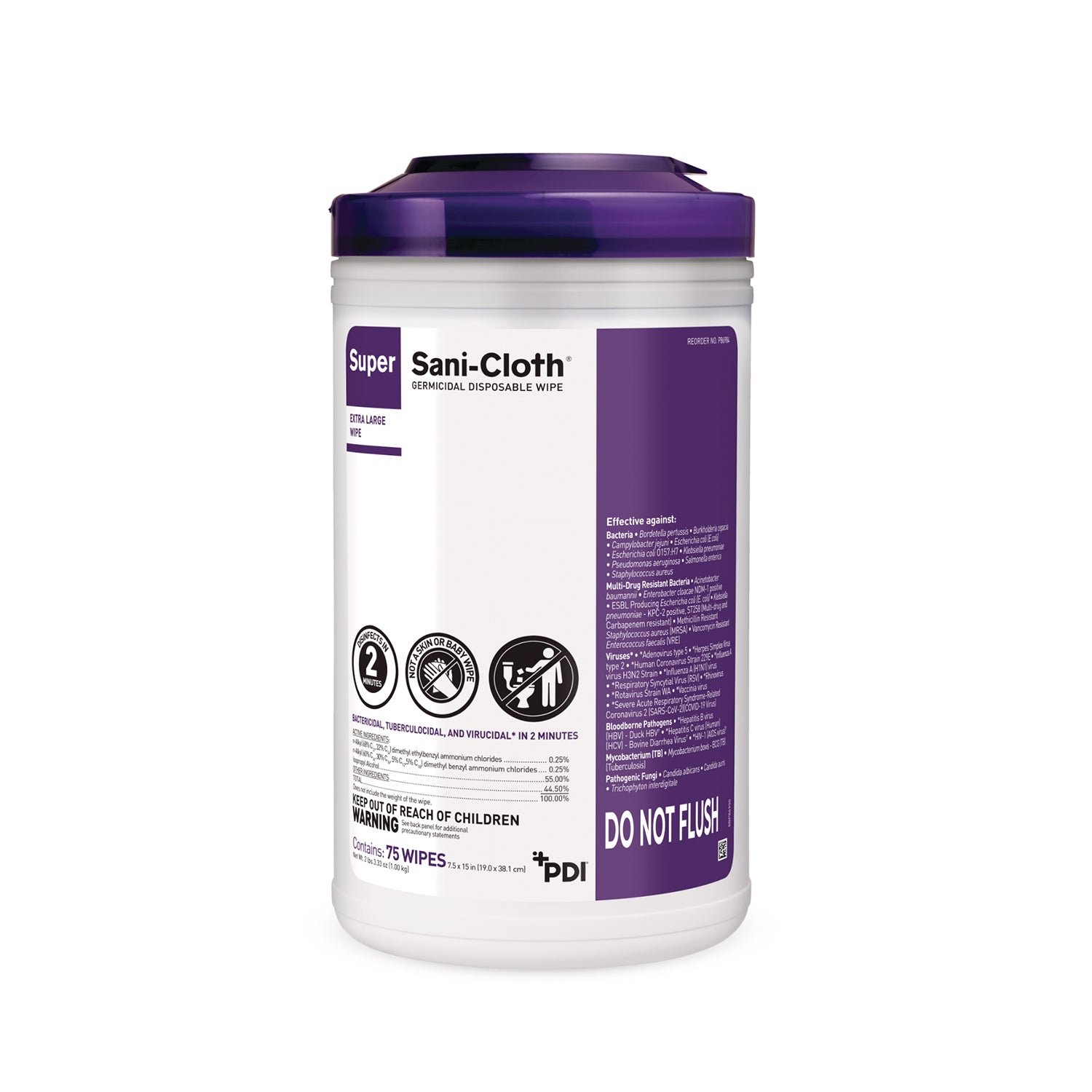 16254 Super Sani-Cloth Germicidal Disposable Wipes - Extra Large (75-ct)