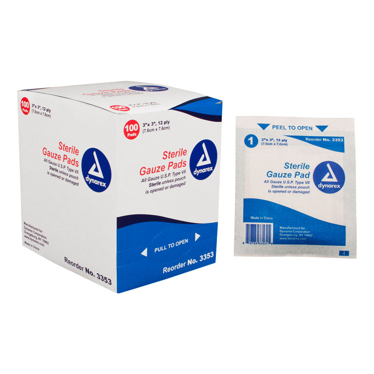 Sterile Gauze Pads - 3" x 3" (100-ct)