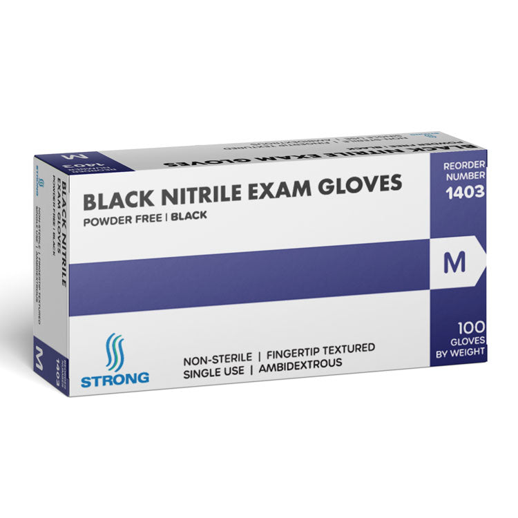 Black Nitrile Powder-Free Exam Gloves - Medium (100-ct)