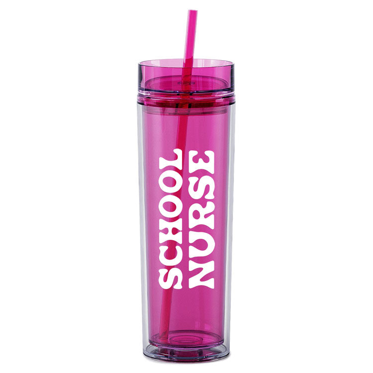 School Nurse Skinny Tumbler - Pink