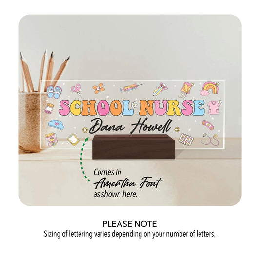Personalized Acrylic School Nurse Desk Sign