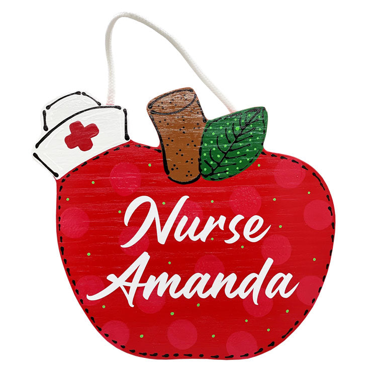 SNS Personalized Apple Nurse Sign (Script Font)