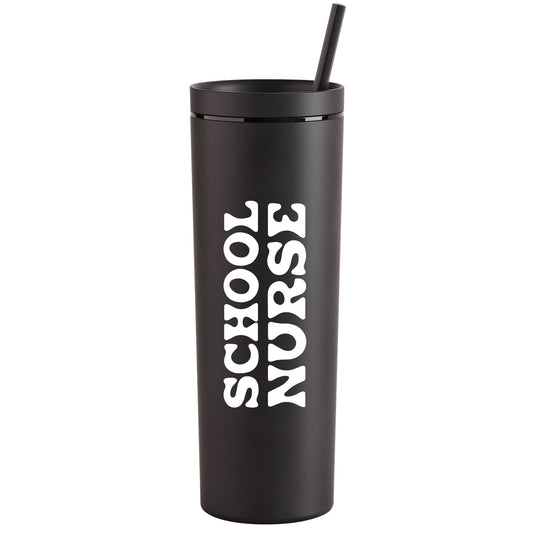 SNS School Nurse Skinny Acrylic Tumblers - Black