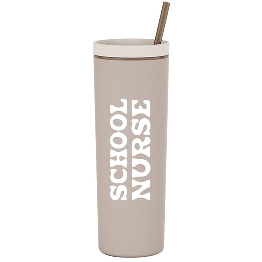 SNS School Nurse Skinny Acrylic Tumblers - White Sand