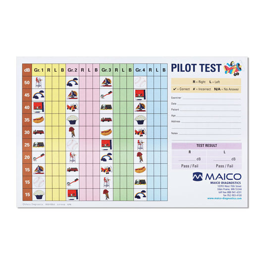 Maico PILOT TEST Audiometer - English Score Pads (50-ct)