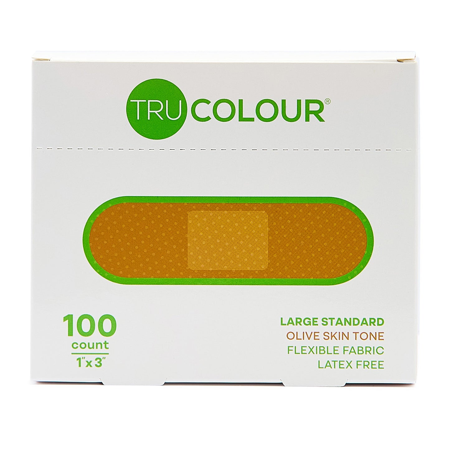 Tru-Colour Skin Tone Flexible Fabric Adhesive Bandages - Olive (100-ct)