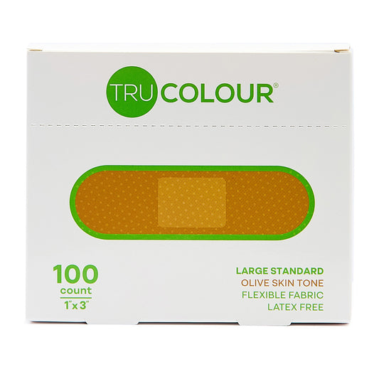 Tru-Colour Skin Tone Flexible Fabric Adhesive Bandages - Olive (100-ct)