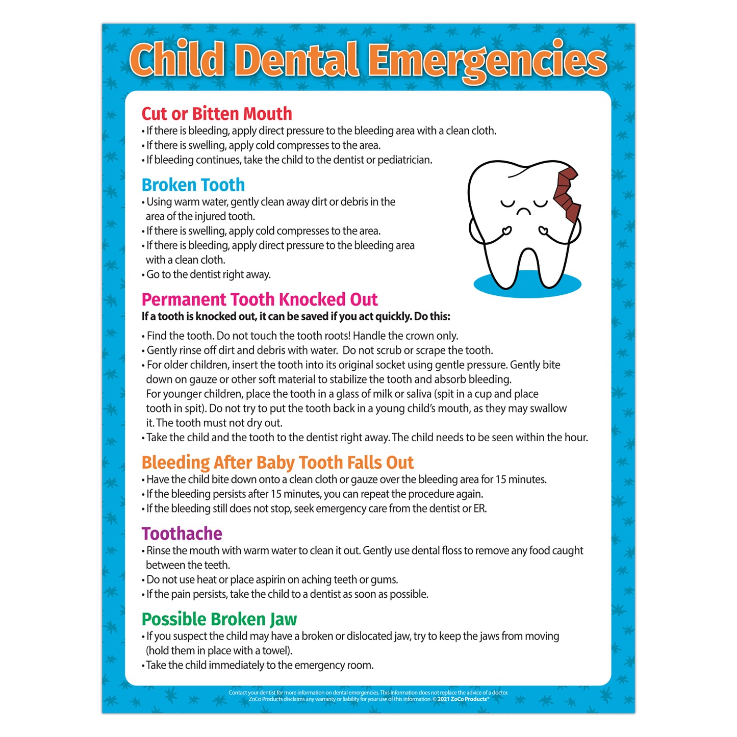 Child Dental Emergencies Poster (17" x 22")