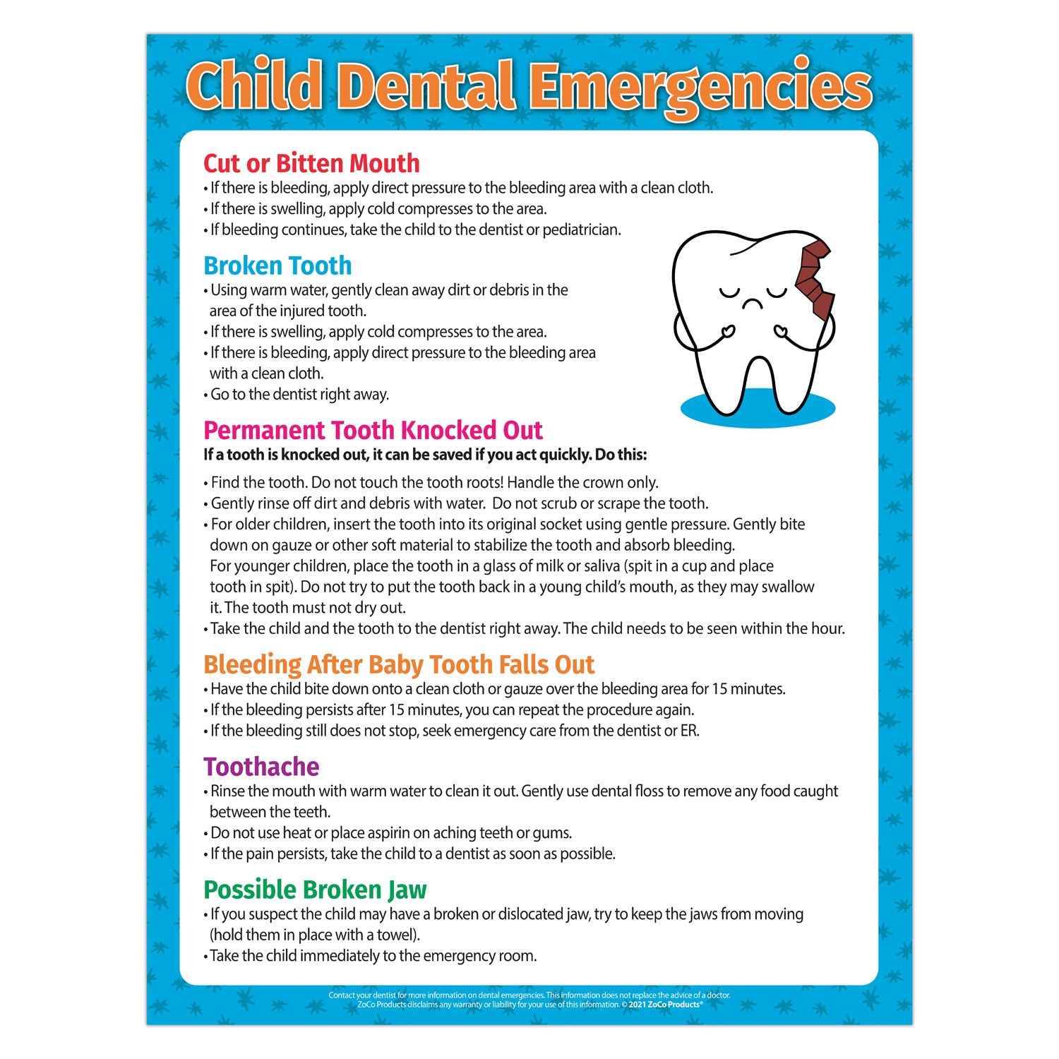 Child Dental Emergencies Poster (12" x 18")