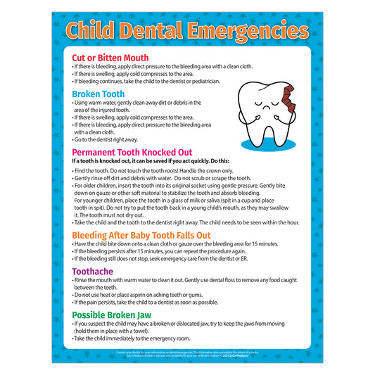 Child Dental Emergencies Poster (12" x 18")