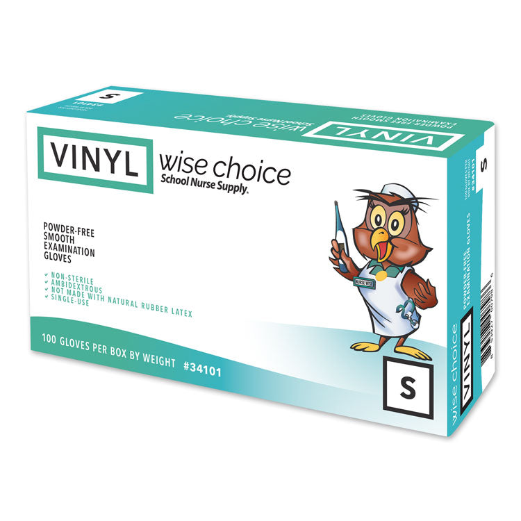 SNS Wise Choice Vinyl Powder-Free Exam Gloves - Small (100-ct)