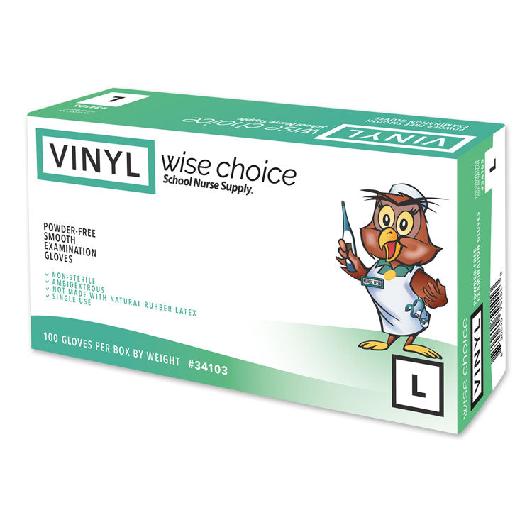 SNS Wise Choice Vinyl Powder-Free Exam Gloves - Large (100-ct) **CASE of 10**