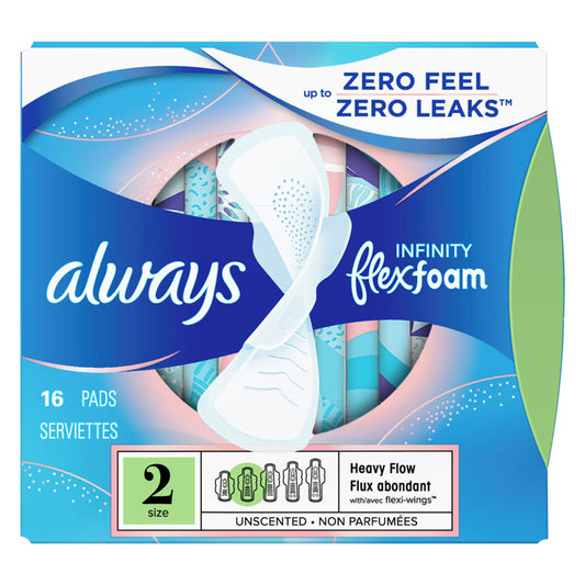 Always Infinity FlexFoam Pads with Wings, Heavy (16-ct)