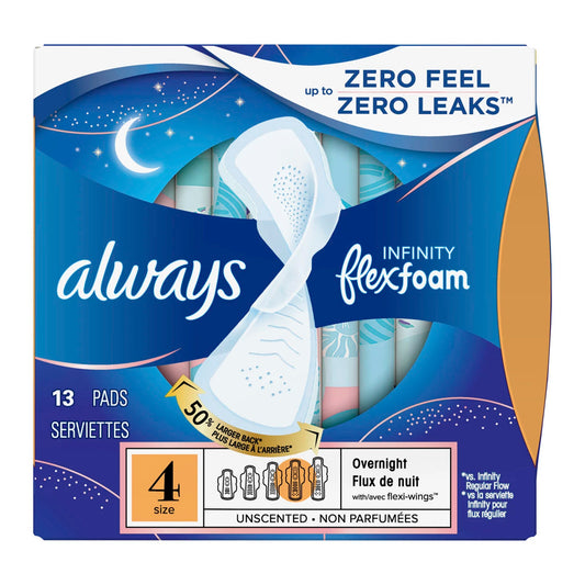 Always Infinity FlexFoam Pads with Wings, Overnight (13-ct)