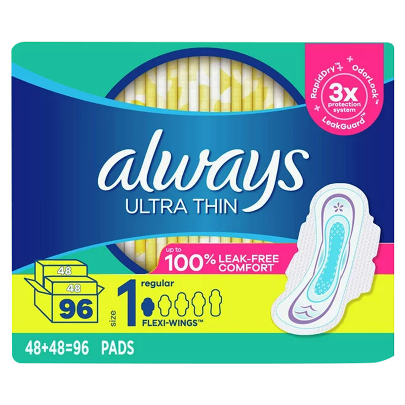 Always Ultra Thin Pads with Wings, Regular (96-ct)