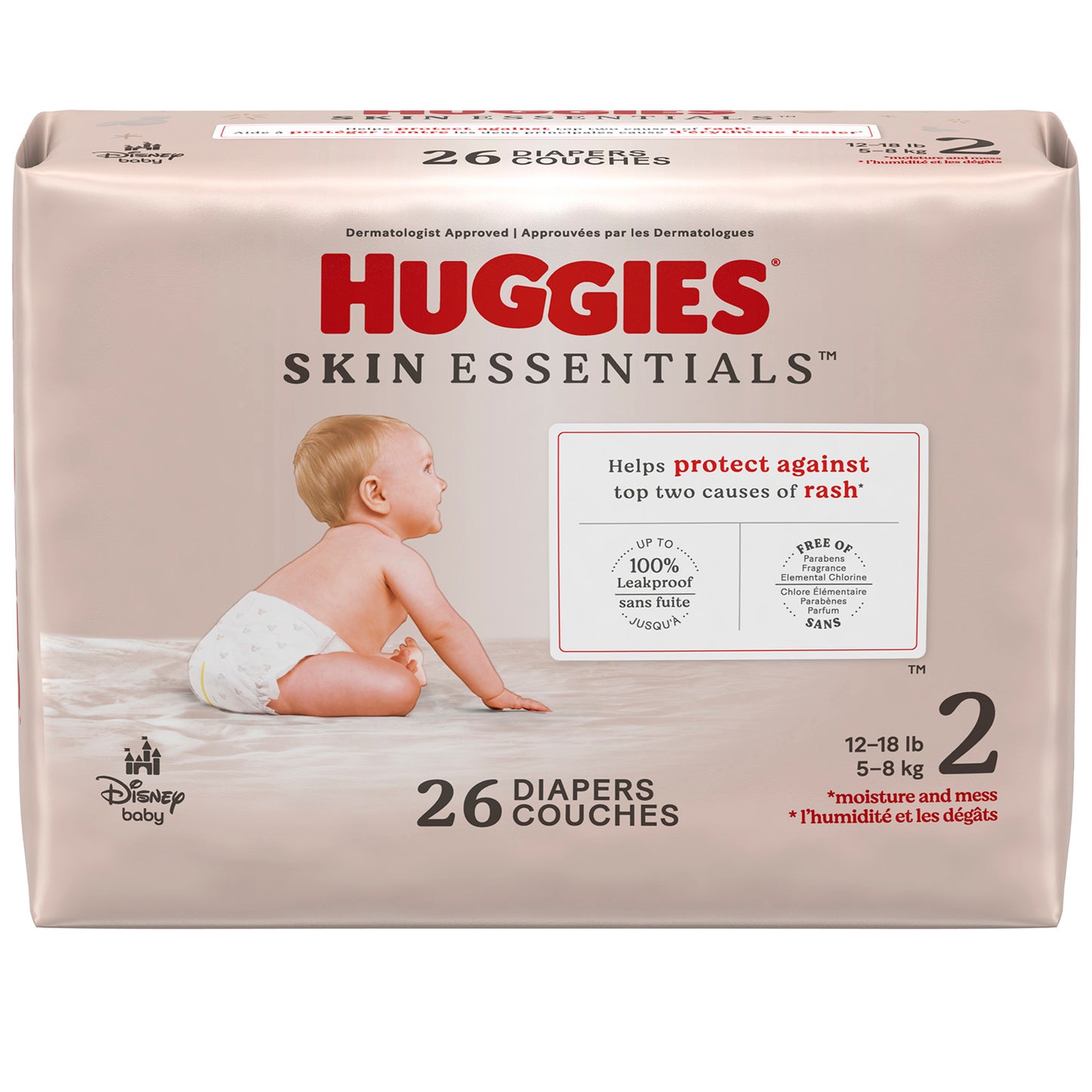 Huggies Skin Essentials Diapers - Size 2, 12–18 lbs (26-ct)