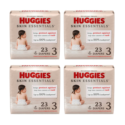 Huggies Skin Essentials Diapers - Size 3, 16–28 lbs (23-ct) **CASE of 4**