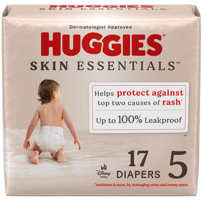 Huggies Skin Essentials Diapers - Size 5, >27 lbs. (17-ct) **CASE of 4**