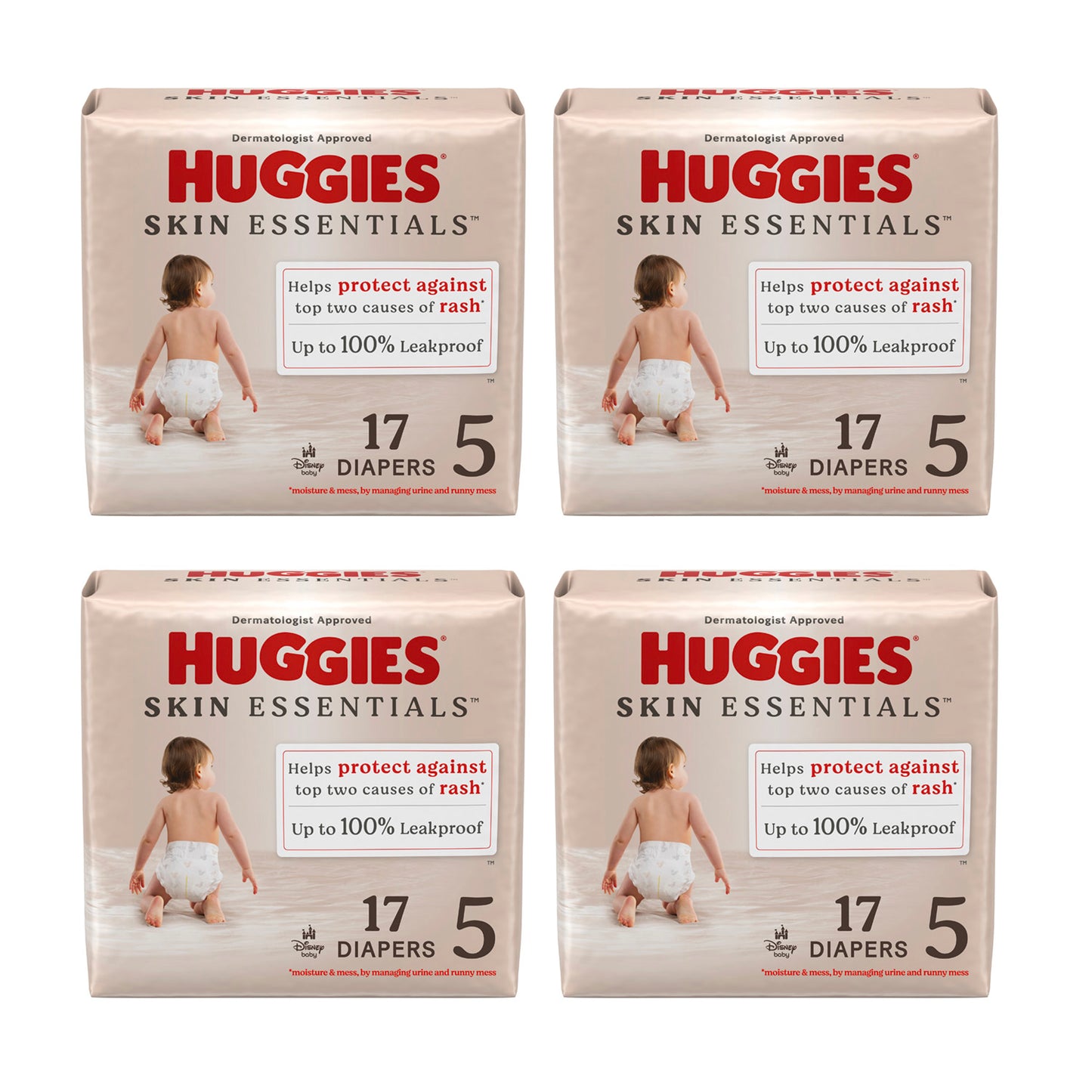 Huggies Skin Essentials Diapers - Size 5, >27 lbs. (17-ct) **CASE of 4**