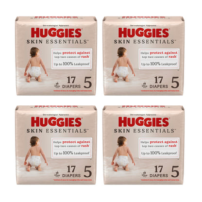 Huggies Skin Essentials Diapers - Size 5, >27 lbs. (17-ct) **CASE of 4**