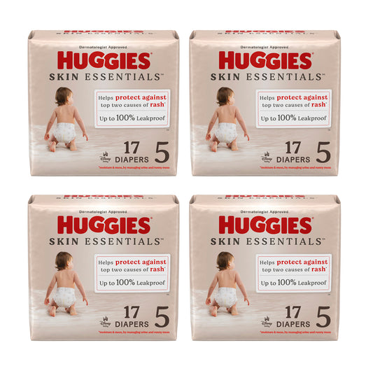 Huggies Skin Essentials Diapers - Size 5, >27 lbs. (17-ct) **CASE of 4**