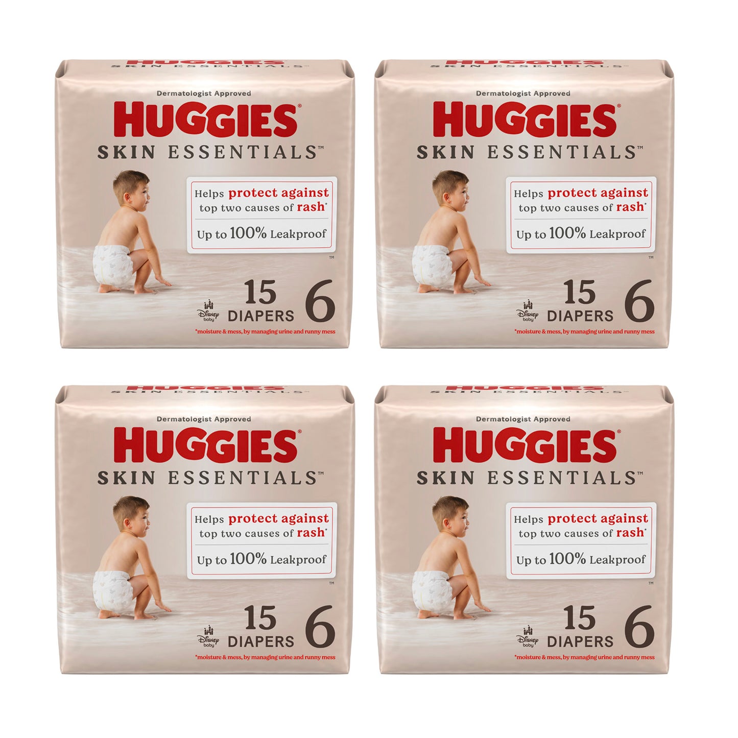 Huggies Skin Essentials Diapers - Size 6, >35 lbs (15-ct) **CASE of 4**