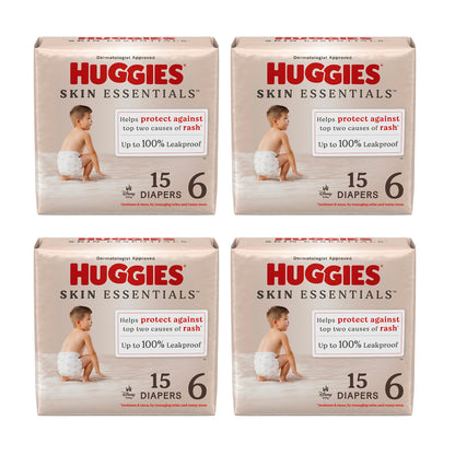 Huggies Skin Essentials Diapers - Size 6, >35 lbs (15-ct) **CASE of 4**