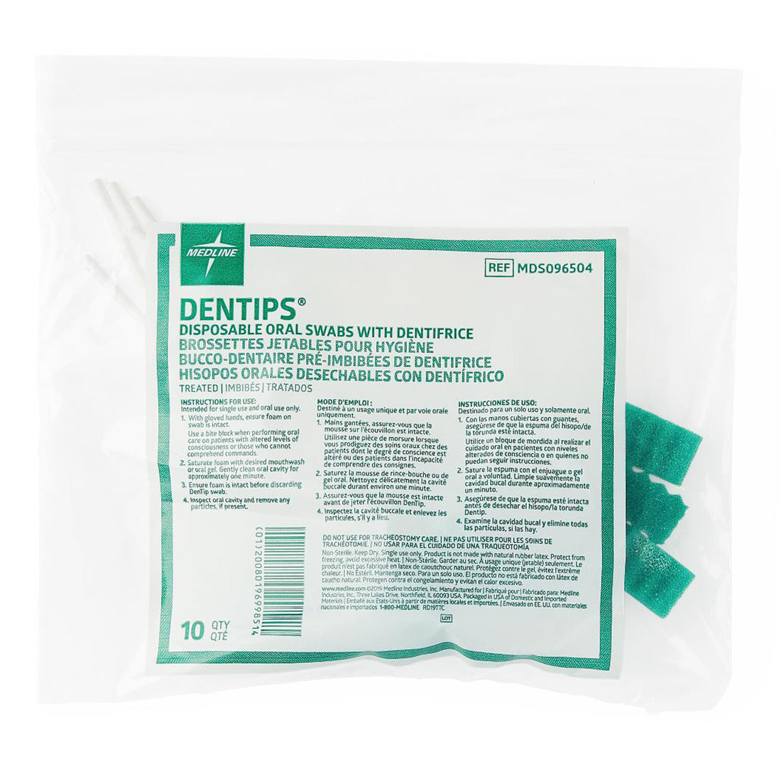 DenTips Disposable Oral Swabs - Treated (10-ct)