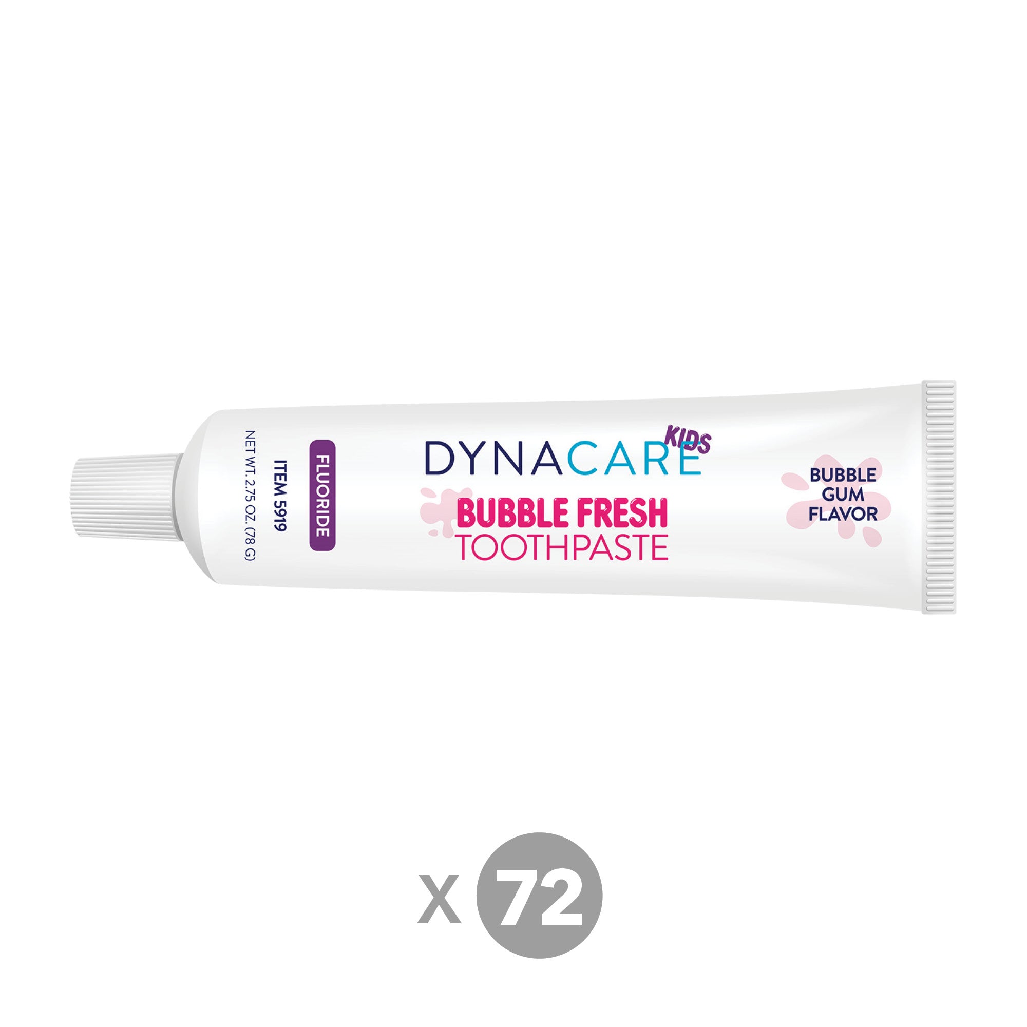 Bubble Gum Flavor Fluoride Toothpaste - 3.0 oz Tube (Case of 72-ct)
