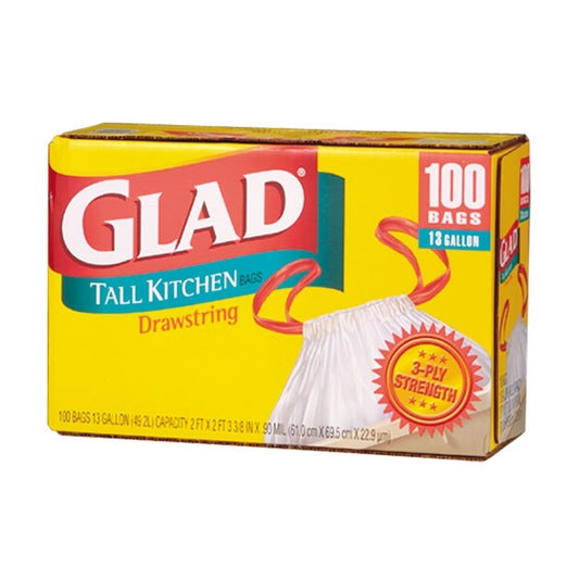 Glad Tall Kitchen Drawstring Trash Bags - 13 Gallon (100-ct)