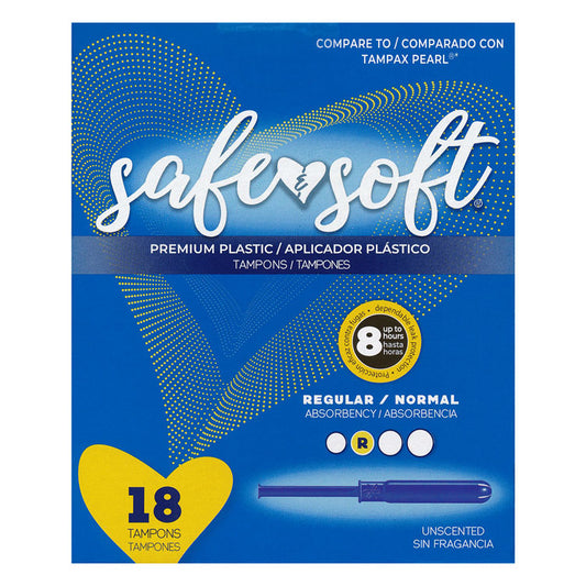 Safe&Soft Pearlized Plastic Tampons - Regular (18-ct)