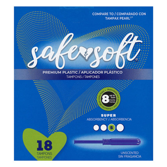 Safe&Soft Pearlized Plastic Tampons - Super (18-ct)