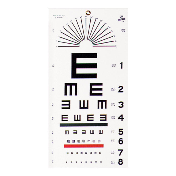 20 ft: Wall Mount Eye Test Chart - Illiterate Tumbling E