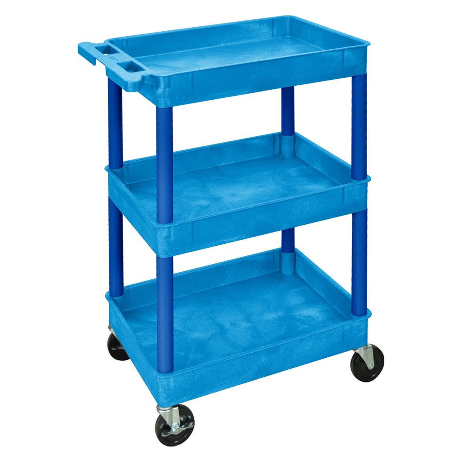 3-Shelf Utility Carts with Deep Shelves - Blue
