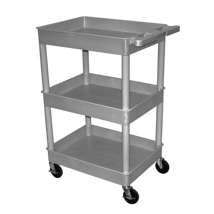 3-Shelf Utility Carts with Deep Shelves - Gray