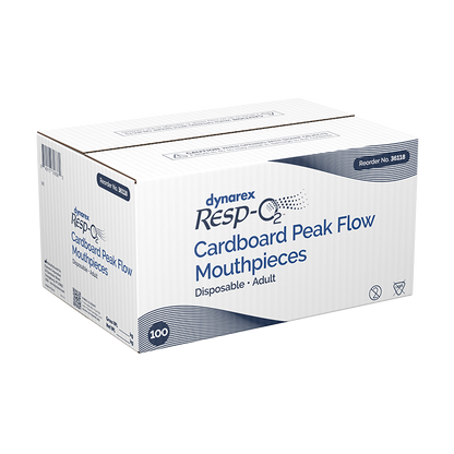 Dynarex Resp-O2 Peak Flow Meter, Adult/Std - Cardboard Mouthpieces (100-ct)