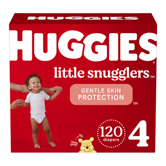 Huggies Little Snugglers Diapers - Size 4, 22–37 lbs (120-ct) **BULK CASE**