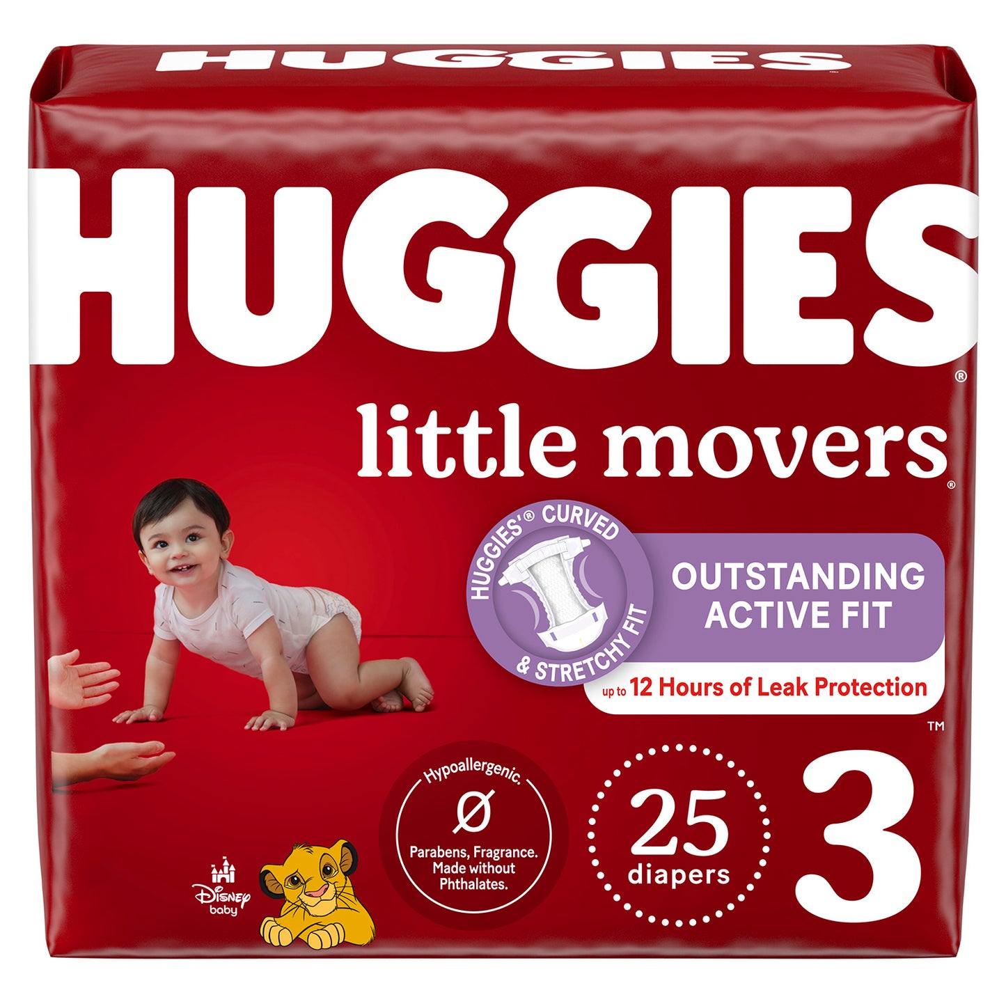 Huggies Little Movers Diapers - Size 3, 16–28 lbs (25-ct) **CASE of 4**