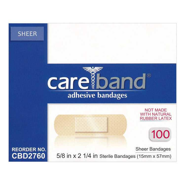 CAREBAND Sheer Plastic Bandages - Kids 5/8" x 2 1/4" (100-ct)