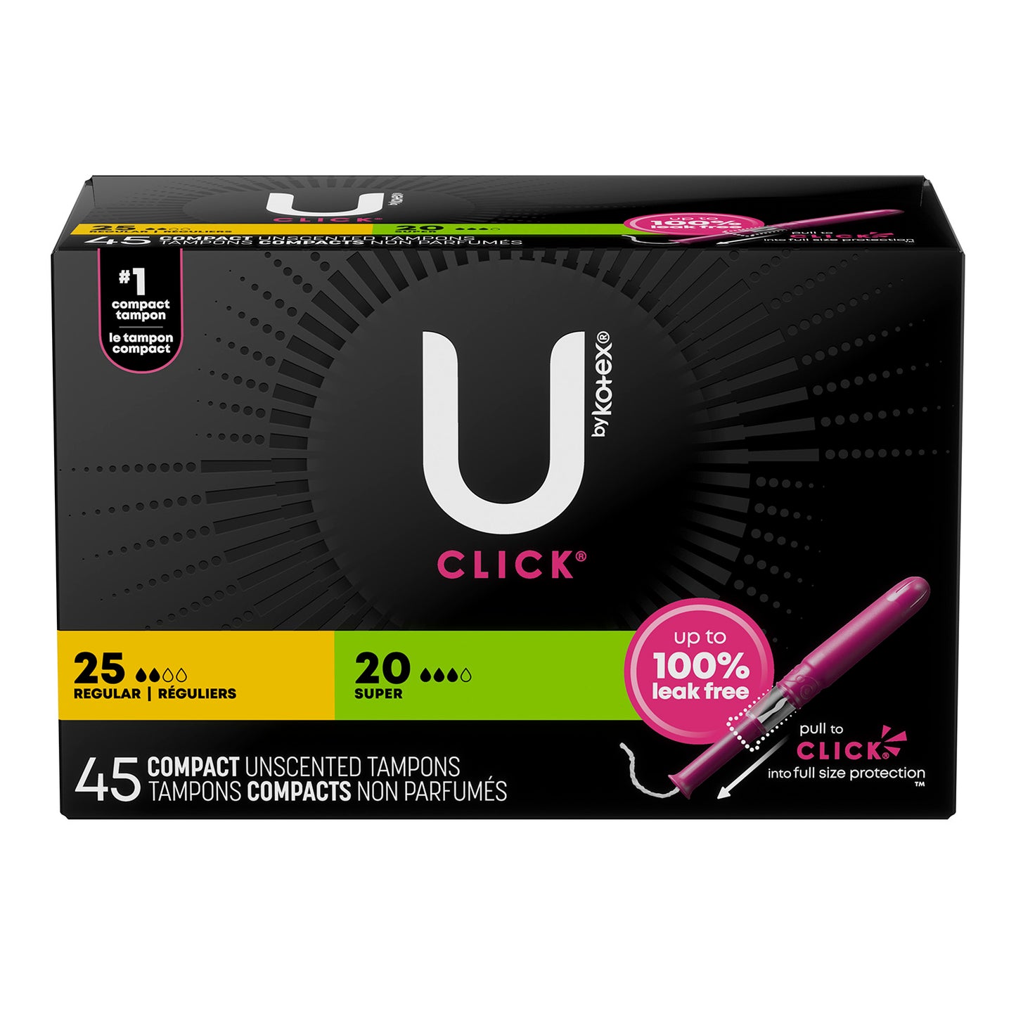 U by Kotex Click Compact Tampons - Variety Pack (45-ct)