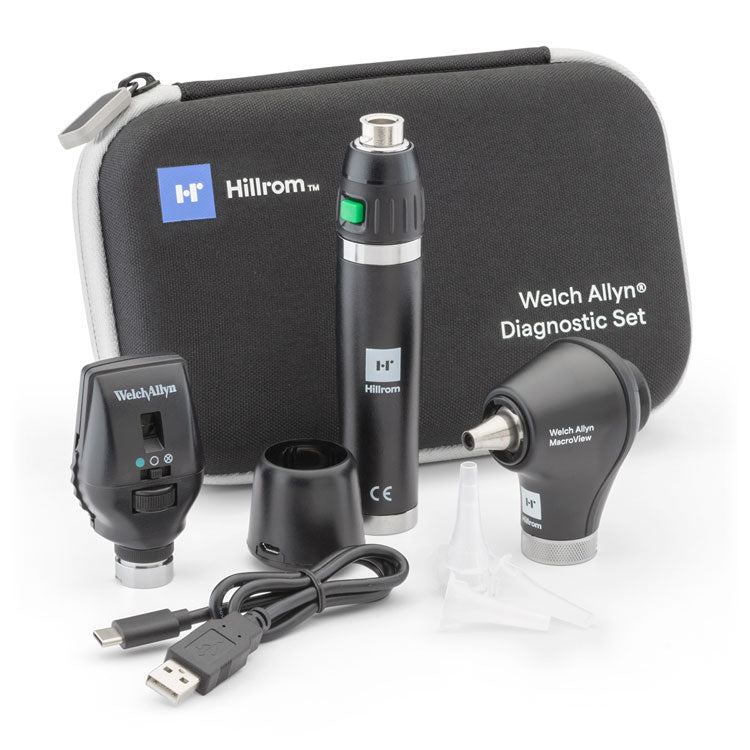 Welch Allyn MacroView Basic LED Otoscope & Coaxial Basic LED Ophthalmoscope Diagnostic Set - Lithium-Ion Power Handle