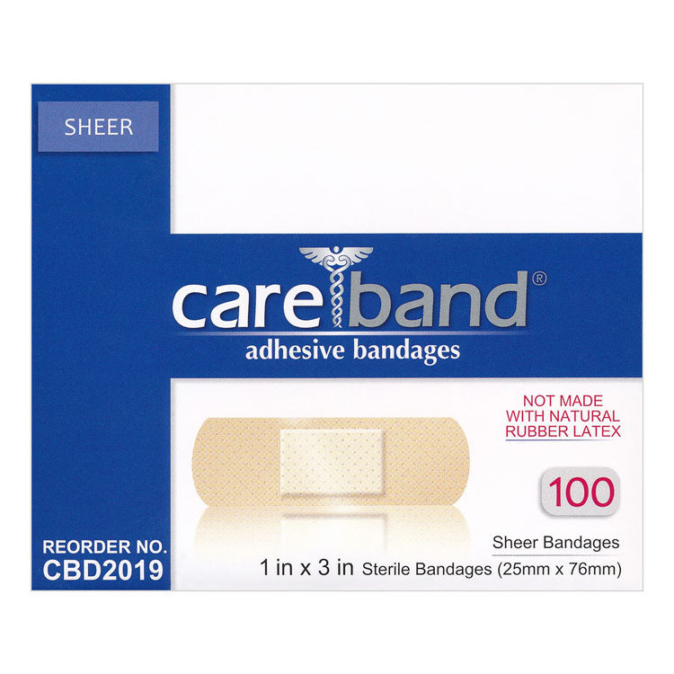 CAREBAND Sheer Plastic Bandages - 1" x 3" (3,600-ct)