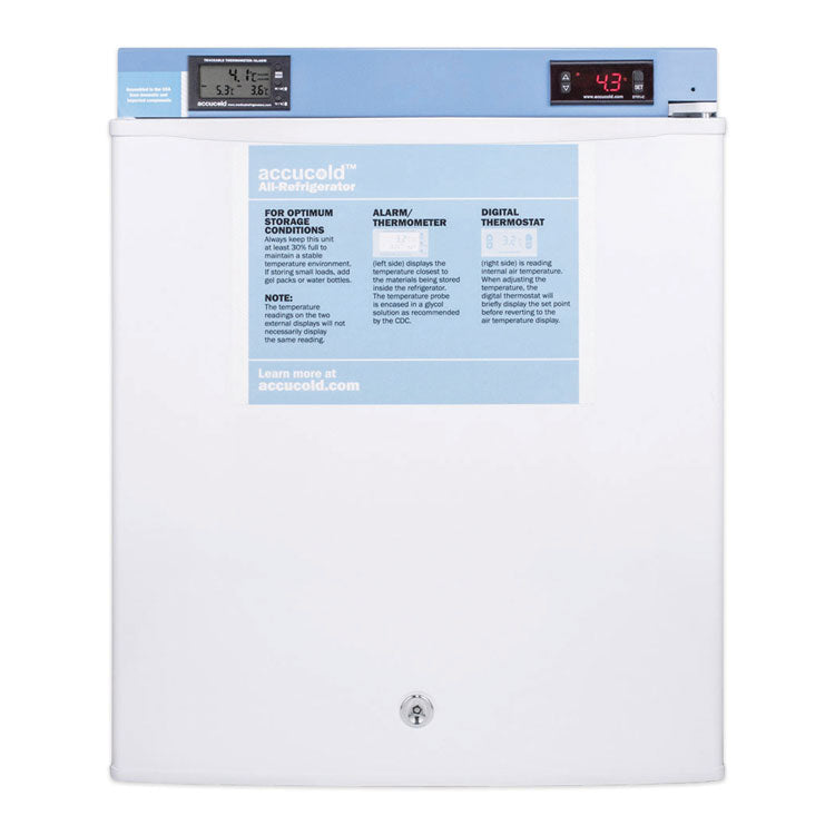 1.0 Cubic Ft Lockable Medical-Grade Refrigerator