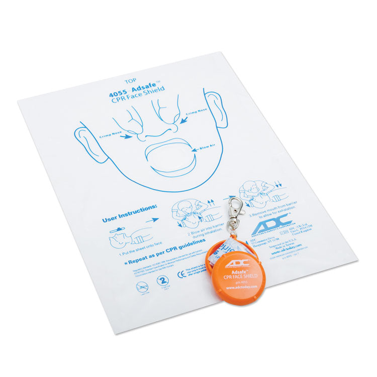 ADC Adsafe CPR Face Shield with Key Ring Clasp (Orange)